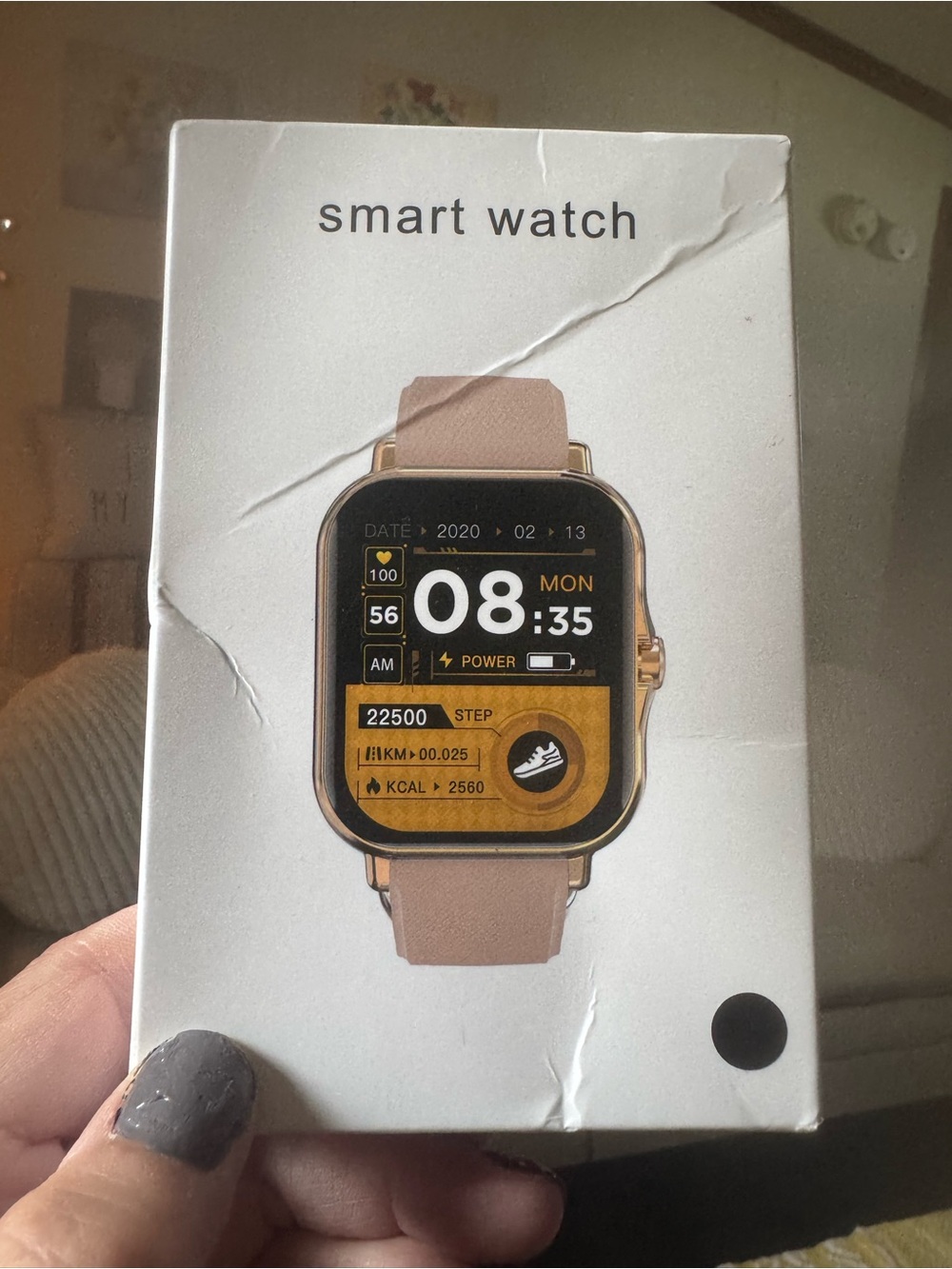 Smart Watch with Pink/Tan Leather Band - Versatile Fitness Wearable